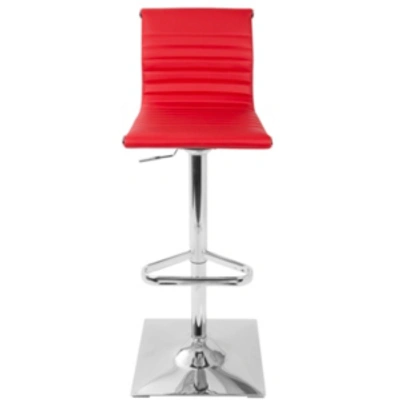 Lumisource Masters Adjustable Barstool With Swivel In Faux Leather In Red