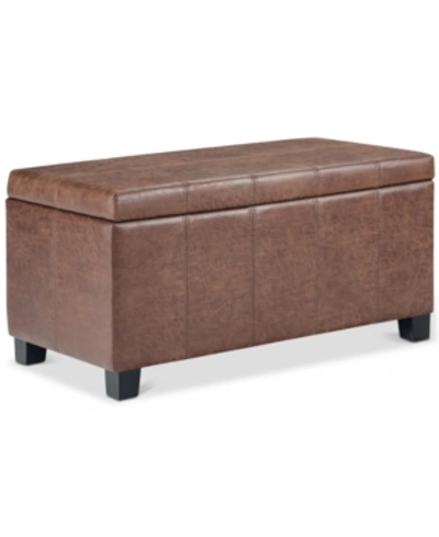 Simpli Home Dover Contemporary Rectangle Storage Ottoman Bench In Umber Brown