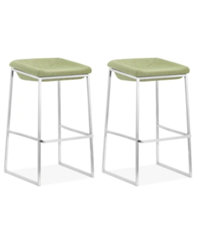 Zuo Set Of 2 Lids Counter Stools In Green