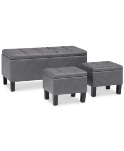 Simpli Home Poway 3-pc. Ottoman Bench In Dark Grey