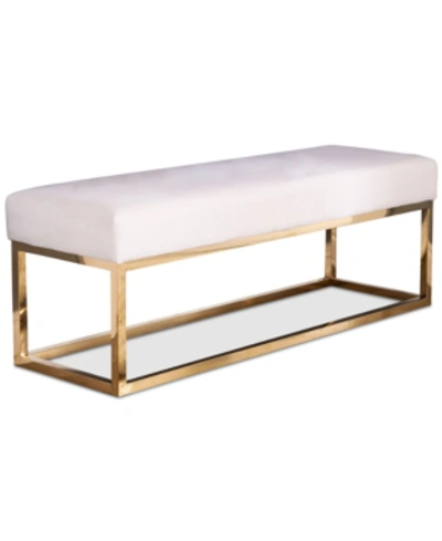 Abbyson Living Hadley Velvet Bench In Ivory