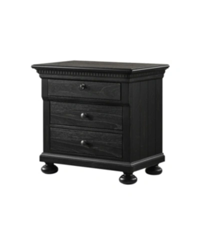Abbyson Living Fillmore 3 Drawer Distressed Nightstand In Black