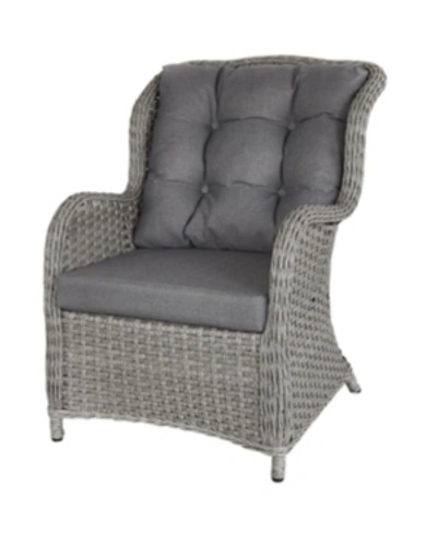 Gallerie Decor Bay Breeze Indoor/outdoor Rattan Chair In Grey