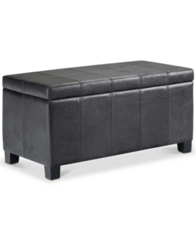 Simpli Home Dover Contemporary Rectangle Storage Ottoman Bench In Black