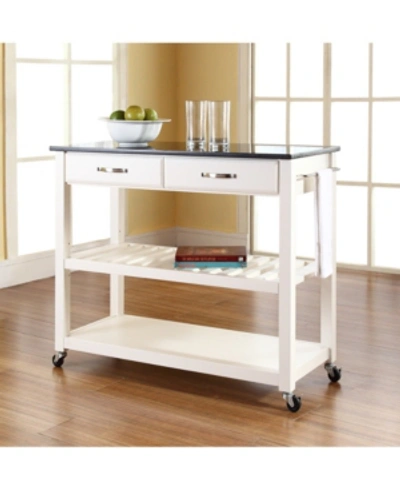 Crosley Stainless Steel Top Kitchen Cart Island With Optional Stool Storage In White