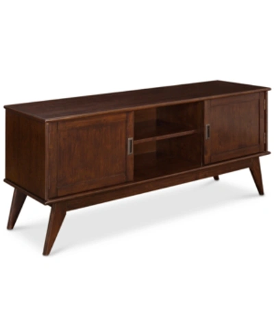 Simpli Home Kentler Mid Century Low Tv Media Stand In Medium Auburn Brown