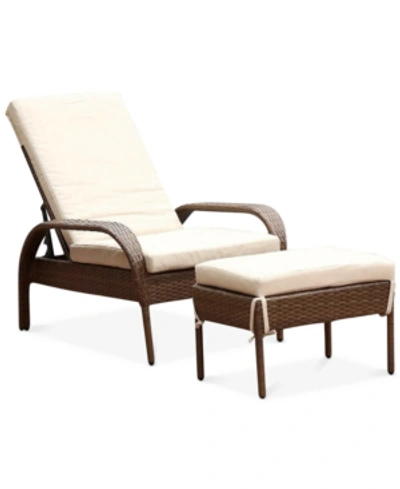 Abbyson Living Heather Outdoor Wicker Chaise Lounge W/cushion In Brown