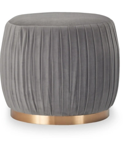 Adore Decor Jolie Pleated Ottoman In Gray