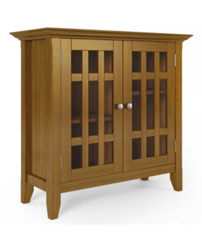 Simpli Home Bedford Solid Wood Low Storage Media Cabinet In Brown