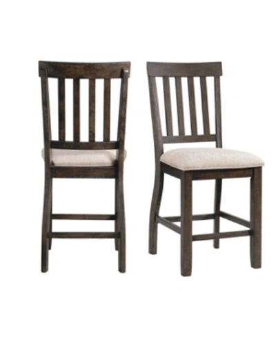 Picket House Furnishings Stanford Counter Slat Back Side Chair Set In Dark Brown
