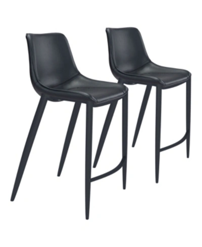 Zuo Magnus Bar Chair, Set Of 2 In Black