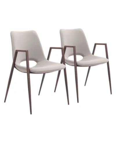 Zuo Desi Dining Chair, Set Of 2 In Beige