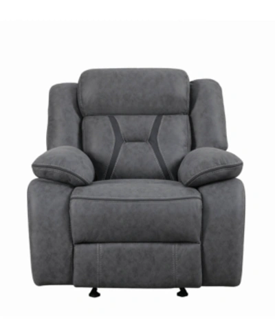 Macy's Coaster Home Furnishings Houston Pillow-padded Glider Recliner In Grey