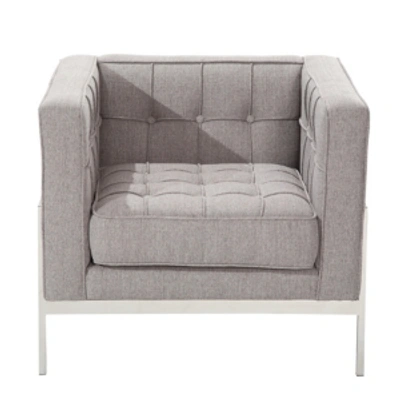 Armen Living Andre Contemporary Chair In Gray Tweed And Stainless Steel In Grey