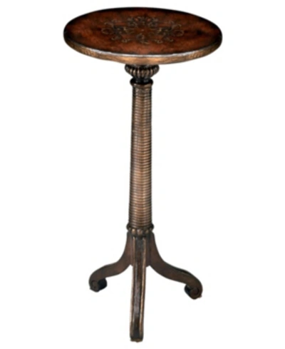 Butler Florence Brown And Gold Pedestale Table In Dark Brown
