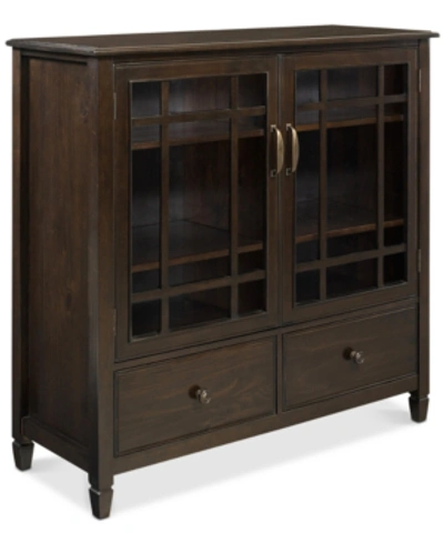 Simpli Home Barker Tall Storage Cabinet In Dark Chestnut Brown