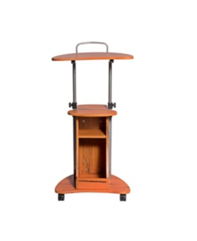 Rta Products Techni Mobili Sit-to-stand Rolling Adjustable Laptop Cart In Tan/beige
