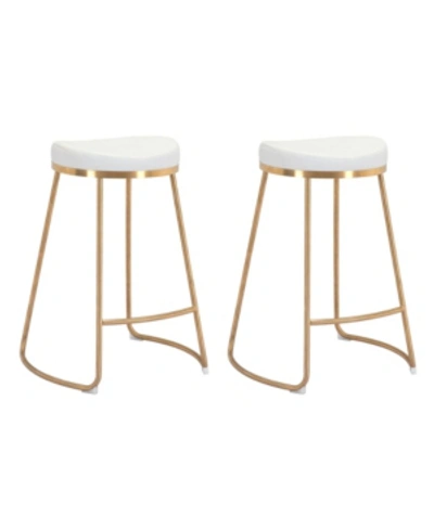 Zuo Bree Counter Stool, Set Of 2 In White