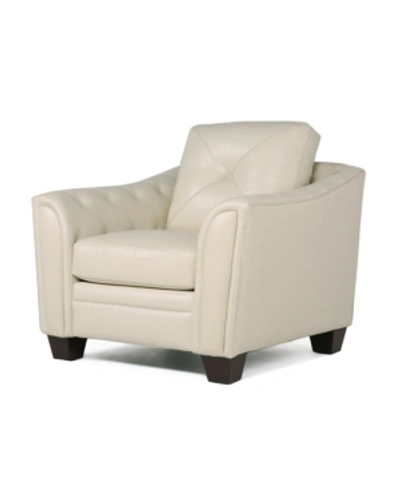 Nice Link Jaira Tufted Leather Club Chair In Ivory