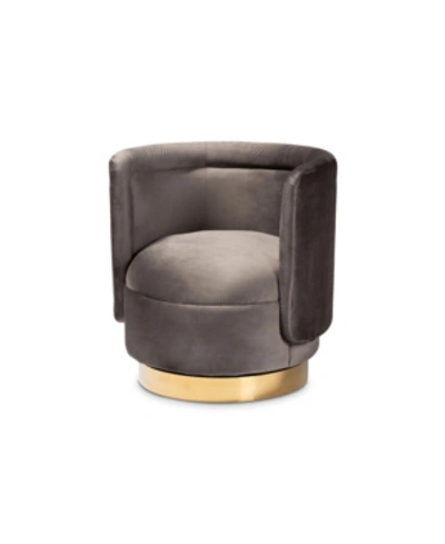 Baxton Studio Saffi Glam And Luxe Swivel Accent Chair In Gray