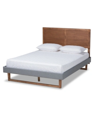 Baxton Studio Allegra Mid-century Modern Queen Size Platform Bed In Gray