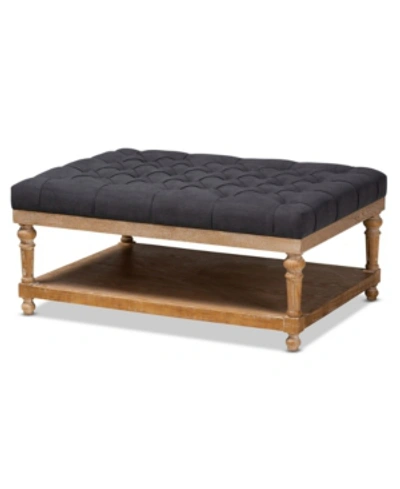 Baxton Studio Lindsey Modern And Rustic Cocktail Ottoman In Charcoal