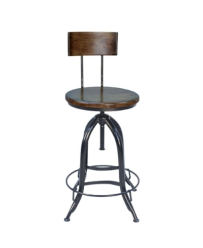 Carolina Classics Ryland Adjustable Stool With Back In Medium Brown