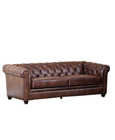 Furniture Zoe 86" Leather Sofa In Brown