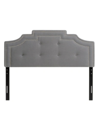 Corliving Headboard With Nail Head Trim, Queen In Light Gray
