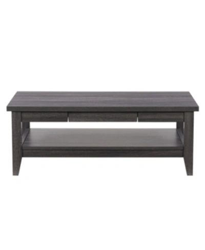 Corliving Hollywood Coffee Table With Drawers In Dark Gray