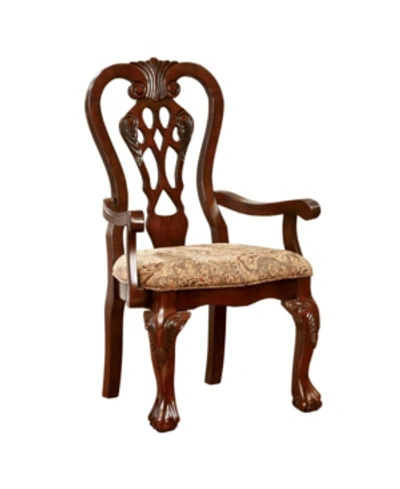 Furniture Of America Wilson Brown Cherry Armchair (set Of 2) In Medium Brown