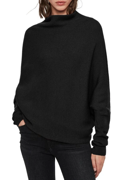 Allsaints Ridley Funnel Neck Wool & Cashmere Sweater In Black