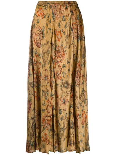 Mes Demoiselles Floral-print Maxi Skirt In Brown
