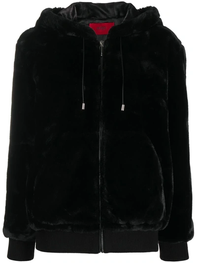 Hugo Faux Fur Jacket In Black