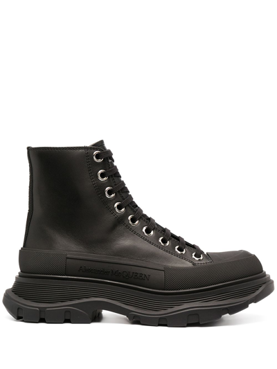 Alexander Mcqueen Chunky-sole Ankle Boots In Black