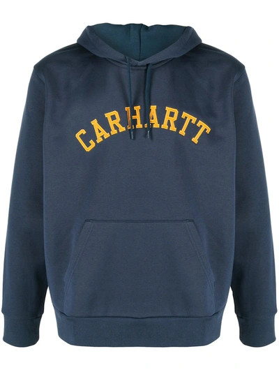 Carhartt Logo Print Hoodie In Blue