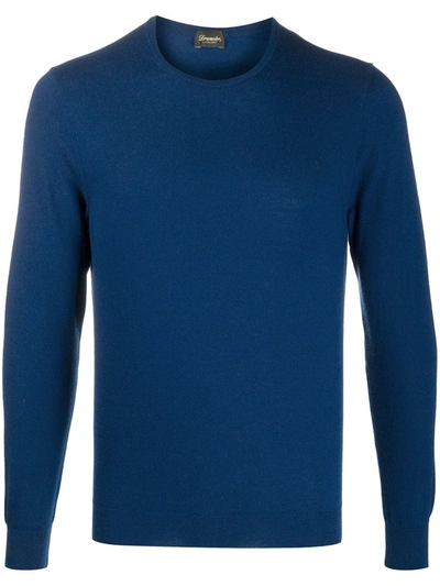 Drumohr Fine-knit Cashmere Jumper In Blue