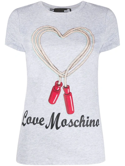 Love Moschino Heart Logo Print T-shirt In Grey