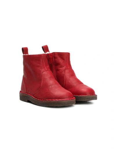Pèpè Kids' Shearling Lined Ankle Boots In Red