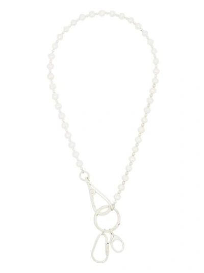 Hatton Labs Sterling Silver Carabiner Pearl Necklace In White