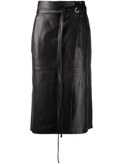 Ambush Leather Wrap Skirt In Black