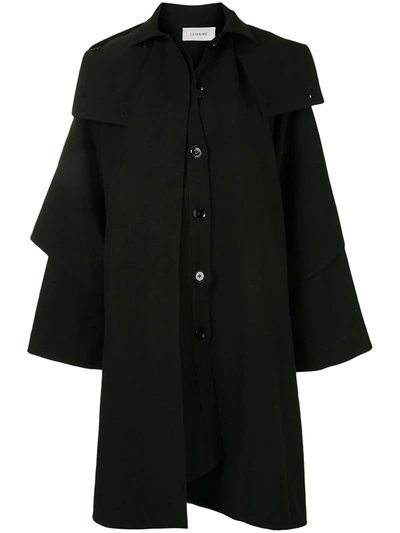 Lemaire Oversized Draped Wool Coat In Black