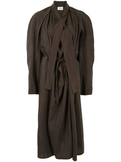 Lemaire Oversized Draped Dress In Brown
