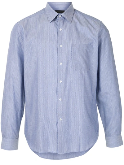 D'urban Long Sleeved Geometric Weave Shirt In Blue