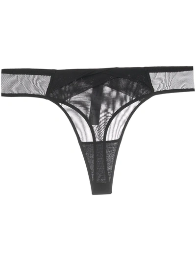 Chantal Thomass Semi-sheer Fitted Thong In Black