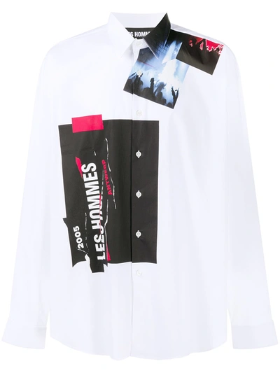Les Hommes Antwerp Photographic Print Shirt In White