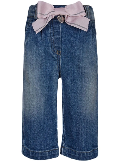 Lapin House Babies' Bow Front Straight Leg Jeans In Blue