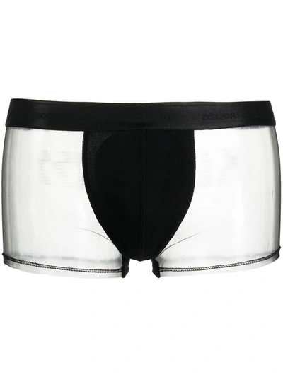 Dsquared2 Embellished Sheer Mesh Briefs In Black