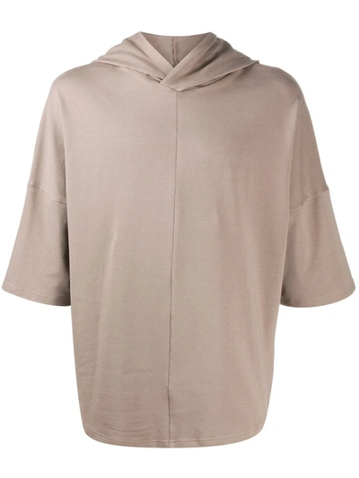 Alchemy Short-sleeve Stretch-cotton Hoodie In Brown