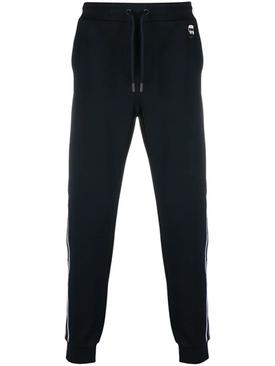 Karl Lagerfeld Contrast-trim Track Trousers In Blue